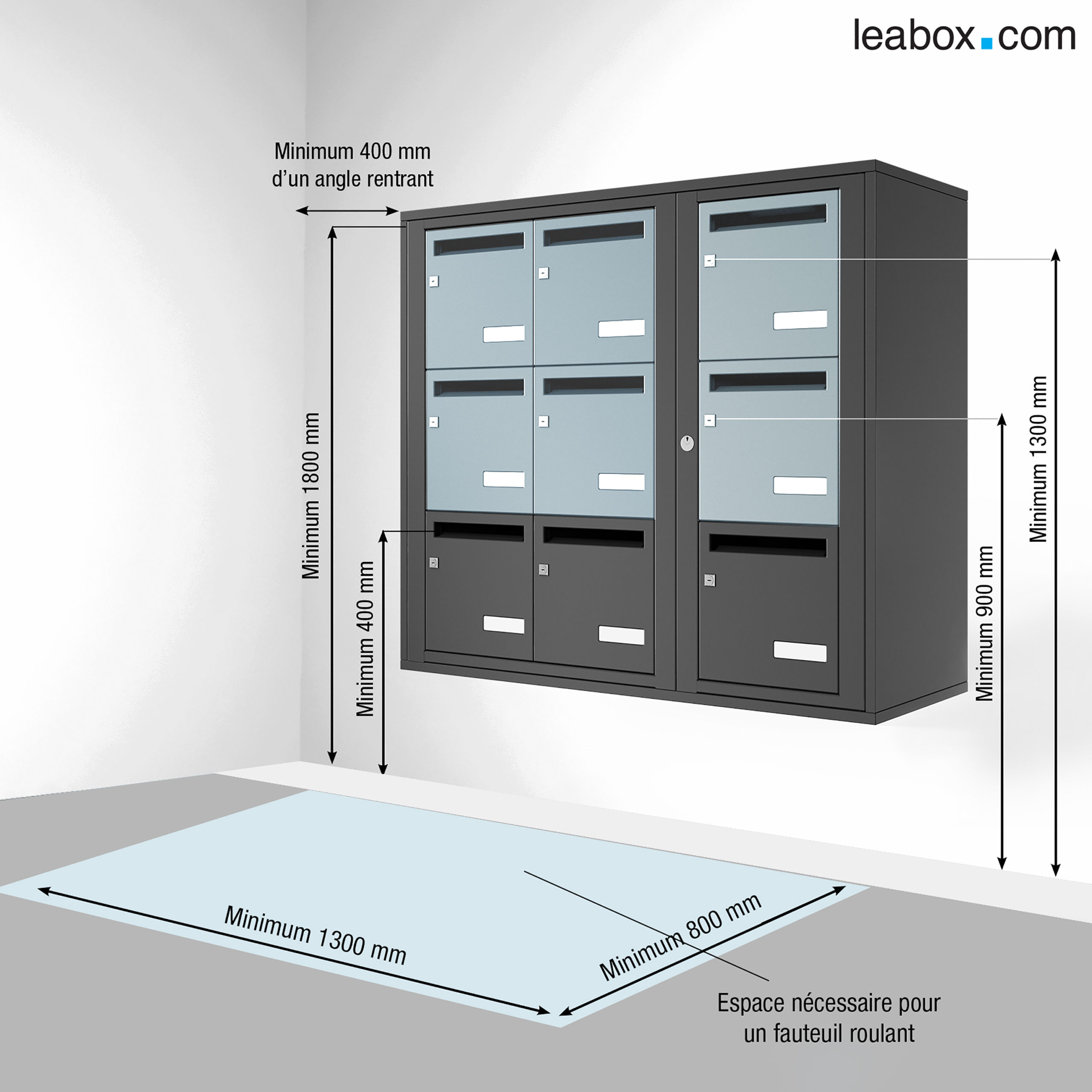 Boîte aux lettres collective Exterieur Leabox Sur Pieds 2x3